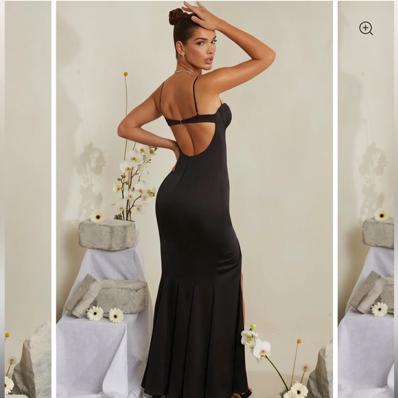 Oh Polly FLAVIA Cut Out Fishtail Maxi Dress in Black Size 0 - Picture 3 of 11